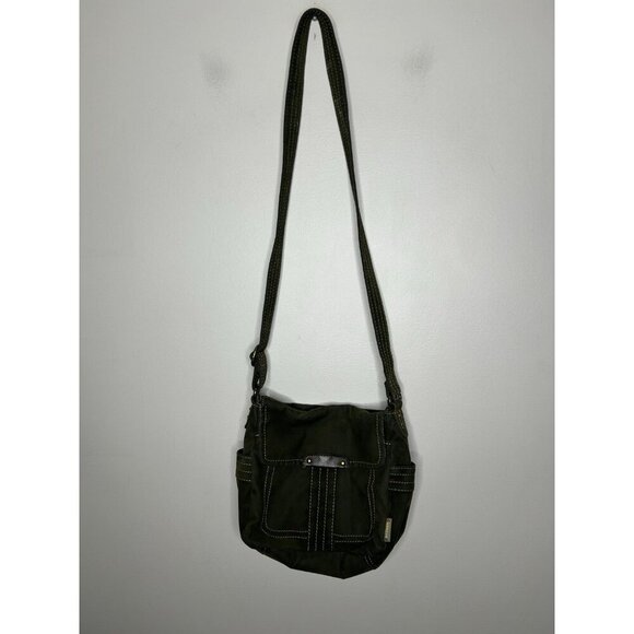 Fossil Vintage Green Soft Cotton Canvas Crossbody Bag With Adjustable Strap - Picture 1 of 11